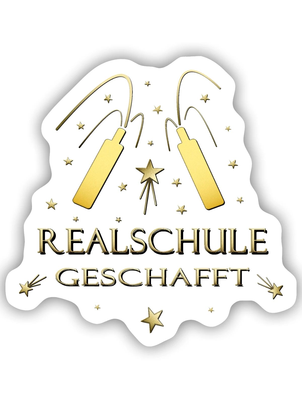 Realschule geschafft Realschulabschluss - Sticker Größe S (10 x 10 cm) - Mattweiß - Vorne