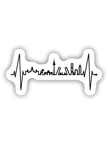 Madrid Skyline Herzschlag Spanien Silhouette Puls - Sticker Größe S (10 x 10 cm) - Mattweiß - Vorne