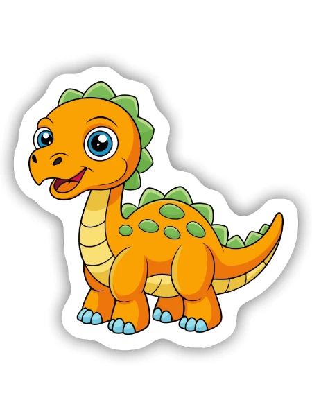 Dinosaure Mignon Mascotte Personnage De Dessin Animé Kawaii - Sticker taille S (10 x 10 cm) - blanc mat - Devant