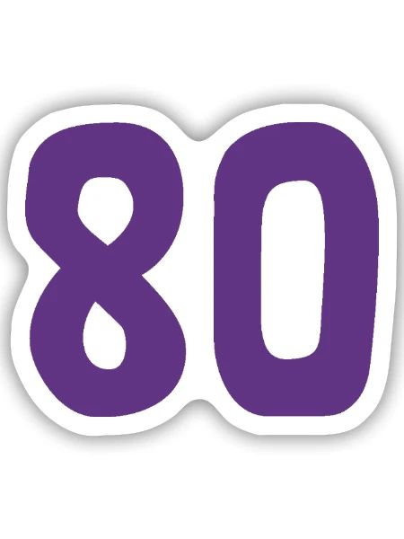 80. 80 JAHRE. 80-JÄHRIGES JUBILÄUM. 80. GEBURTSTAG. - Sticker Größe S (10 x 10 cm) - Mattweiß - Vorne