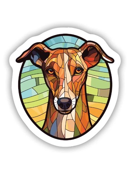 Lurcher Hunderasse Bunte Aquarell-Illustration - Sticker Größe S (10 x 10 cm) - Mattweiß - Vorne