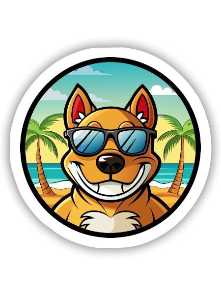 Cordoba Fighting Dog Breed Cartoon Sunglass Beach - Sticker size S (10 x 10 cm) - white matte - Front
