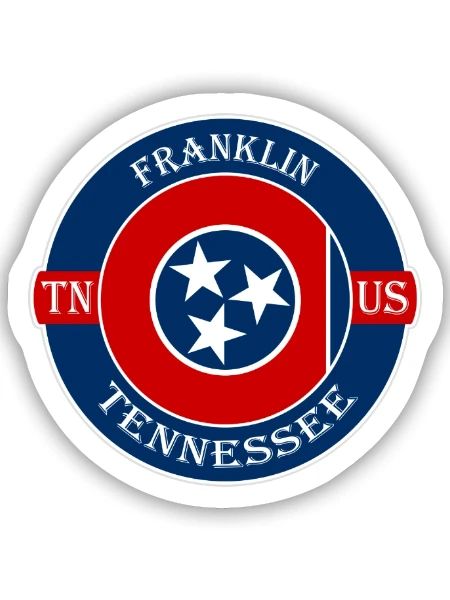 Franklin Tennessee Flagge USA Reise Souvenir Abzeichen - Sticker Größe S (10 x 10 cm) - Mattweiß - Vorne