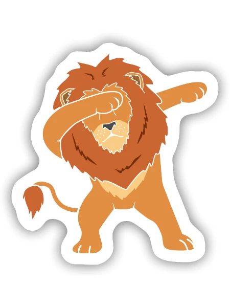 Löwe Dab - Sticker Größe S (10 x 10 cm) - Mattweiß - Vorne
