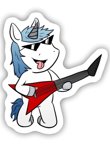 Einhorn E Gitarre Egitarre - Sticker Größe S (10 x 10 cm) - Mattweiß - Vorne