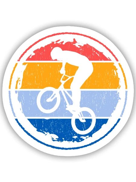 BMX Fahrrad Retro Kinder Motiv Freestyle BMX Jungs - Sticker Größe S (10 x 10 cm) - Mattweiß - Vorne