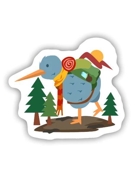 Reiselustiger Kiwivogel Backpacker - Sticker Größe S (10 x 10 cm) - Mattweiß - Vorne