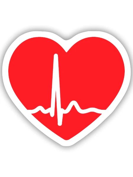 ECG LINE HEART - Sticker size S (10 x 10 cm) - white matte - Front