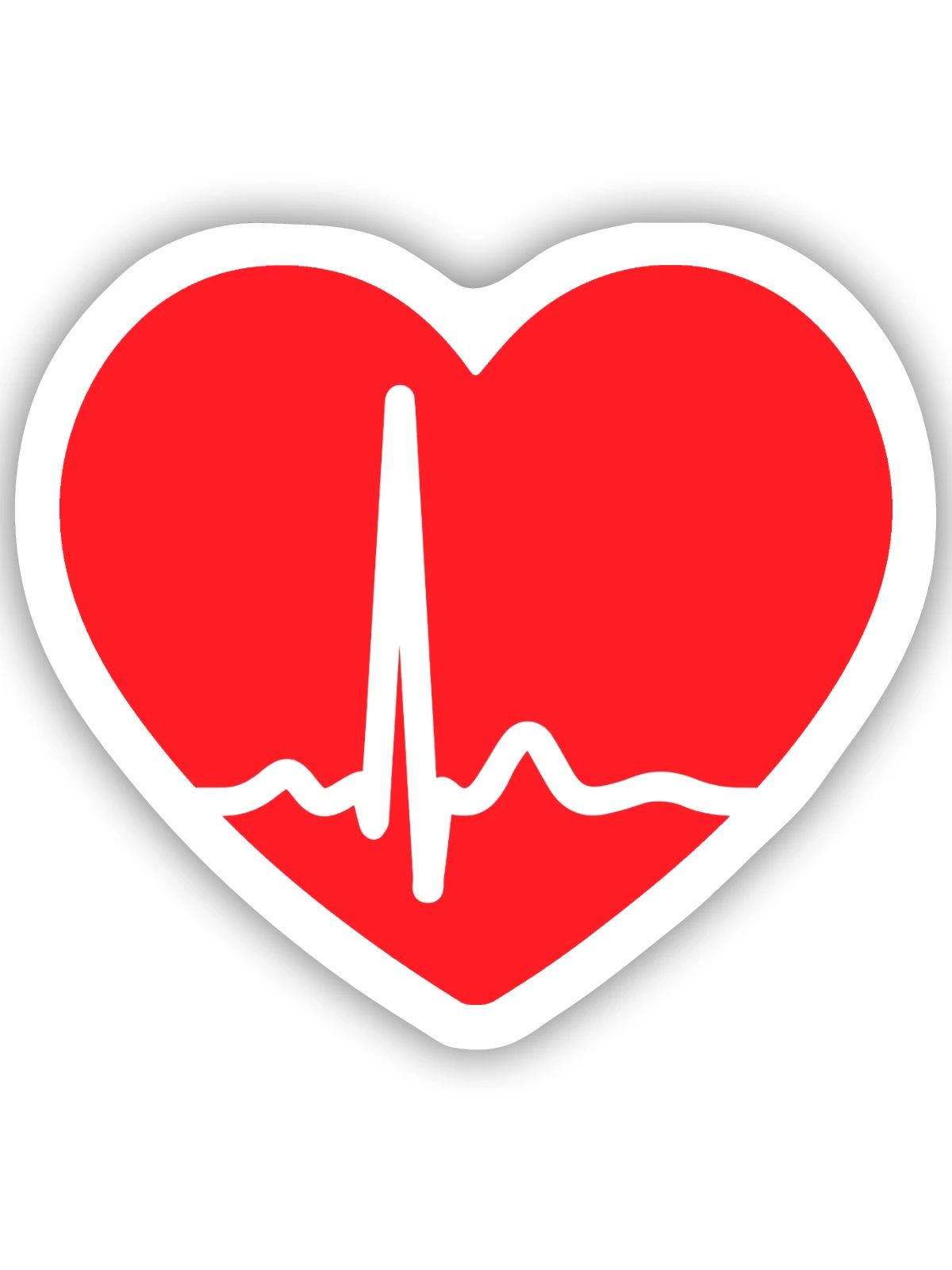 EKG-LEITUNG HERZ - Sticker Größe S (10 x 10 cm) - Mattweiß - Vorne