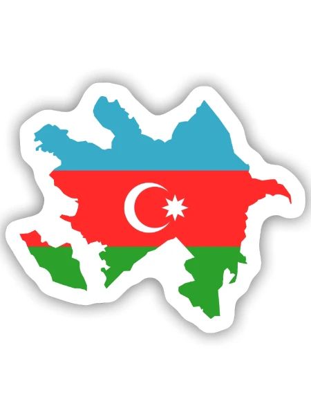 Aserbaidschan Landkarte Flagge - Sticker Größe S (10 x 10 cm) - Mattweiß - Vorne