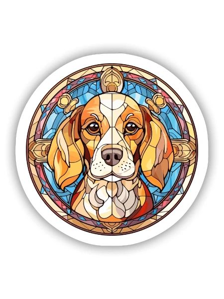 Porzellan Hunderasse Buntes Glas Buntes Wasser - Sticker Größe S (10 x 10 cm) - Mattweiß - Vorne