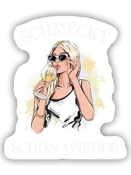 Schmeckt schon wieder - Sticker Größe S (10 x 10 cm) - Mattweiß - Vorne