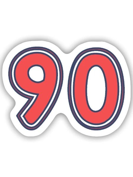 90. 90 ANS. 90e ANNIVERSAIRE. ANNIVERSAIRE 90 ANS. - Sticker taille S (10 x 10 cm) - blanc mat - Devant