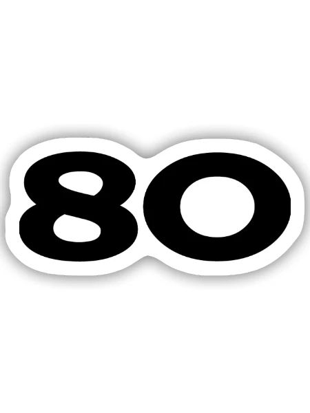 80. 80 JAHRE. 80-JÄHRIGES JUBILÄUM. 80. GEBURTSTAG. - Sticker Größe S (10 x 10 cm) - Mattweiß - Vorne