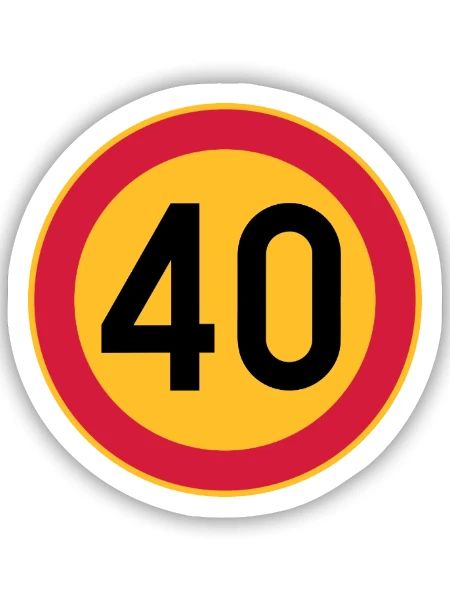 40th Birthday Speed Limit 40 Sign - Sticker size S (10 x 10 cm) - white matte - Front