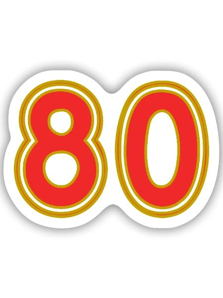80. 80 ANS. 80e ANNIVERSAIRE. ANNIVERSAIRE 80 ANS. - Sticker taille S (10 x 10 cm) - blanc mat - Devant