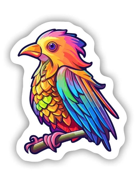 Kuckuck buntes Aquarell Cartoon Kawaii Tier - Sticker Größe S (10 x 10 cm) - Mattweiß - Vorne