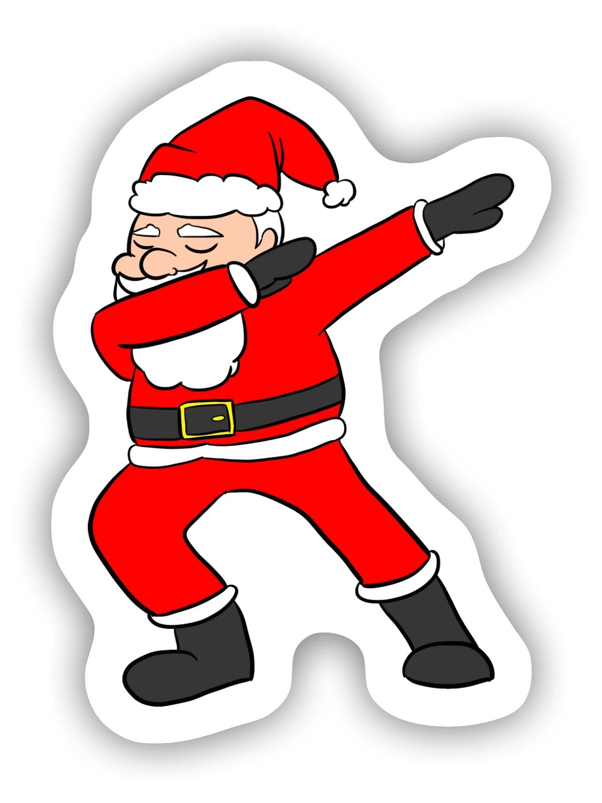 Dabbing Santa - Sticker Größe S (10 x 10 cm) - Mattweiß - Vorne
