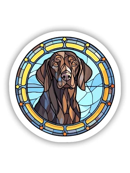 Friesische Vorstehhunderasse Buntglas Bunt - Sticker Größe S (10 x 10 cm) - Mattweiß - Vorne