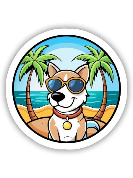 Ariege Pointer Hund Rasse Cartoon Sonnenbrille Strand - Sticker Größe S (10 x 10 cm) - Mattweiß - Vorne