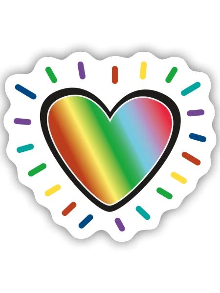 Rainbow Heart Pride Emblem - Sticker size S (10 x 10 cm) - white matte - Front
