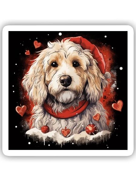 Weihnachts-Doodle mit Nikolausmütze - Sticker Größe S (10 x 10 cm) - Mattweiß - Vorne