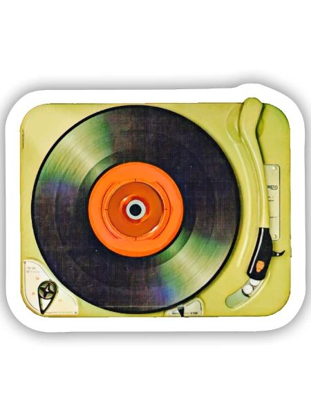 Plattenspieler - Sticker Größe S (10 x 10 cm) - Mattweiß - Vorne