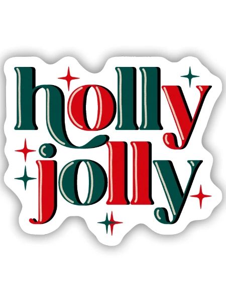 Holly Jolly Xmas - Sticker Größe S (10 x 10 cm) - Mattweiß - Vorne