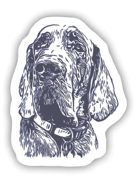 Hundekuscheln in Linienkunst - Sticker Größe S (10 x 10 cm) - Mattweiß - Vorne