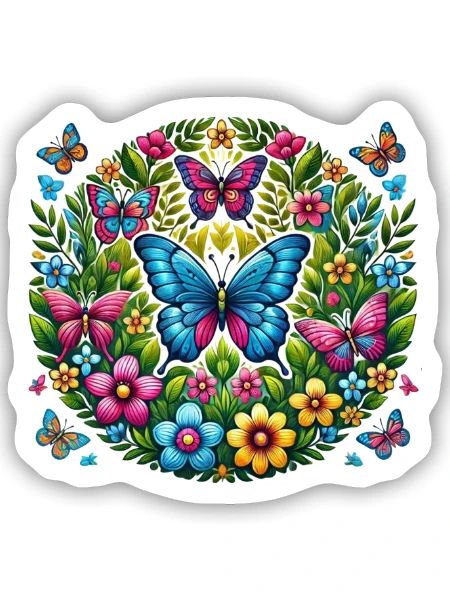 Papillons 2 - Sticker taille S (10 x 10 cm) - blanc mat - Devant