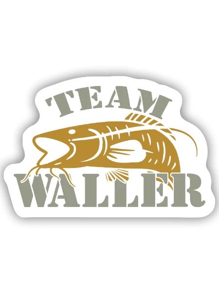 Team Waller - Wels fischen - Sticker Größe S (10 x 10 cm) - Mattweiß - Vorne