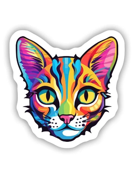 Bambino Katze Rasse Aquarell Cartoon Kawaii Haustier - Sticker Größe S (10 x 10 cm) - Mattweiß - Vorne
