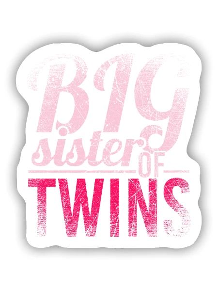 Big Sister Of Twins - Sticker Größe S (10 x 10 cm) - Mattweiß - Vorne