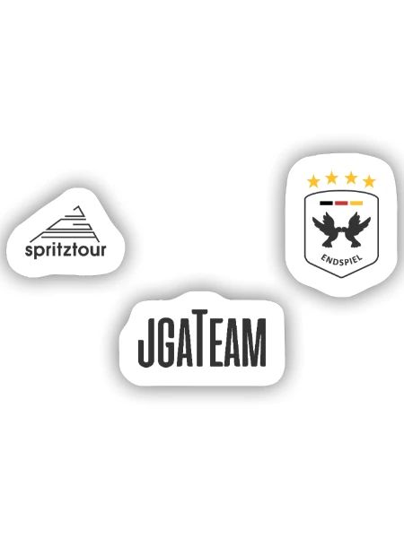 JGA - Trikot - JGA TEAM - Dunkle Schrift - Sticker Größe S (10 x 10 cm) - Mattweiß - Vorne