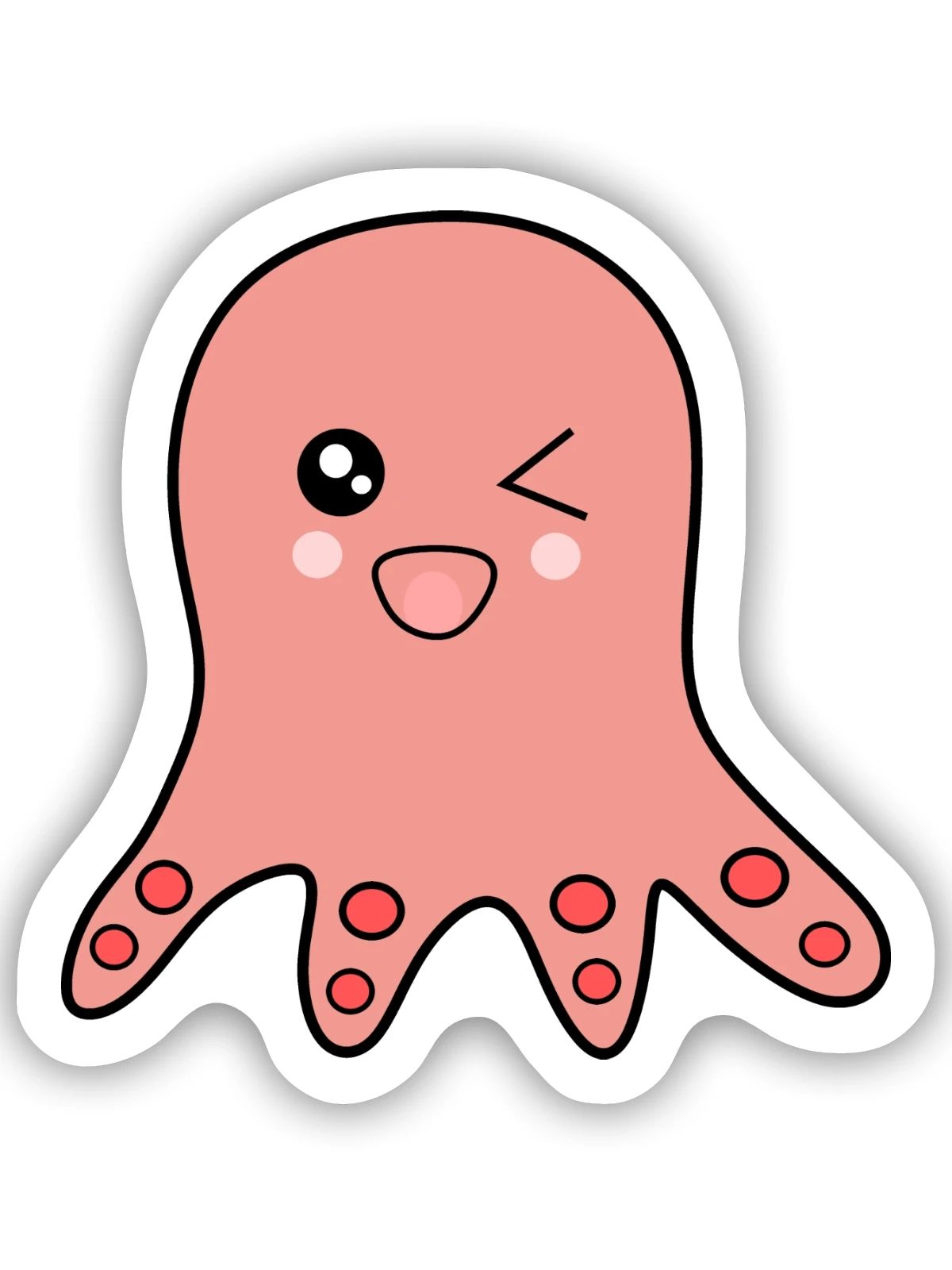 Oktopus Meerestiere - Sticker Größe S (10 x 10 cm) - Mattweiß - Vorne
