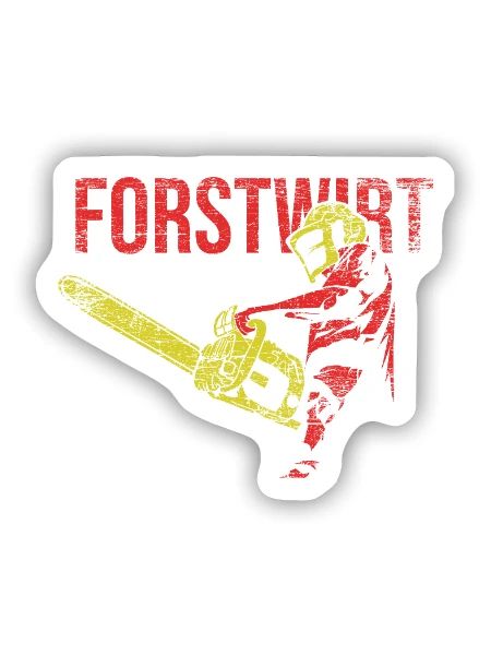 Rustikaler Forstwirt Kettensäge - Sticker Größe S (10 x 10 cm) - Mattweiß - Vorne