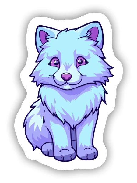 Arktischer Wolf Bunte Aquarell-Karikatur Kawaii Ani - Sticker Größe S (10 x 10 cm) - Mattweiß - Vorne