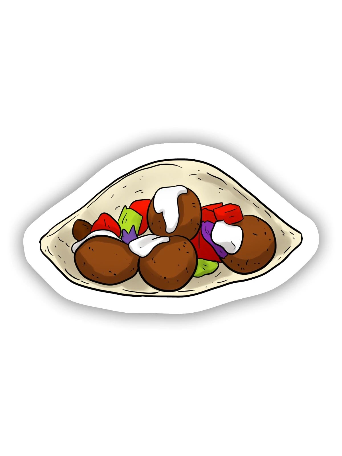 Falafel Kebab - Sticker Größe S (10 x 10 cm) - Mattweiß - Vorne