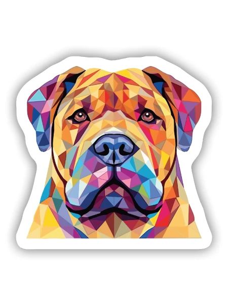 Shar Pei reinrassige Hunderasse buntes Aquarell - Sticker Größe S (10 x 10 cm) - Mattweiß - Vorne