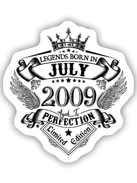 2009 Juli 2009 Geburtstag Juli 2009 - Sticker Größe S (10 x 10 cm) - Mattweiß - Vorne