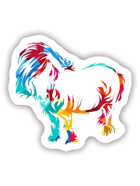 Robustes Shetlandpony Reitstallfreund - Sticker Größe S (10 x 10 cm) - Mattweiß - Vorne