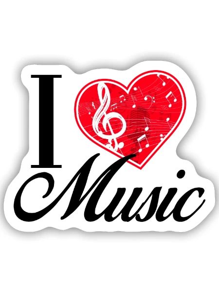 I love Music - Herz mit Notenschlüssel - Sticker Größe S (10 x 10 cm) - Mattweiß - Vorne
