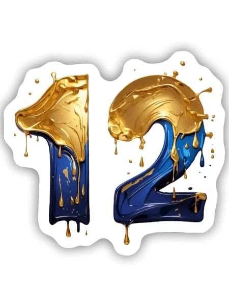 NR. 12 NUMMER 12 COOL 12. GEBURTSTAG - Sticker Größe S (10 x 10 cm) - Mattweiß - Vorne