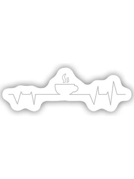 EKG, Kaffee , Herzschlag - Sticker Größe S (10 x 10 cm) - Mattweiß - Vorne