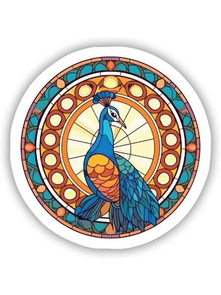 Pfauenbunte Aquarell-Tierillustration - Sticker Größe S (10 x 10 cm) - Mattweiß - Vorne