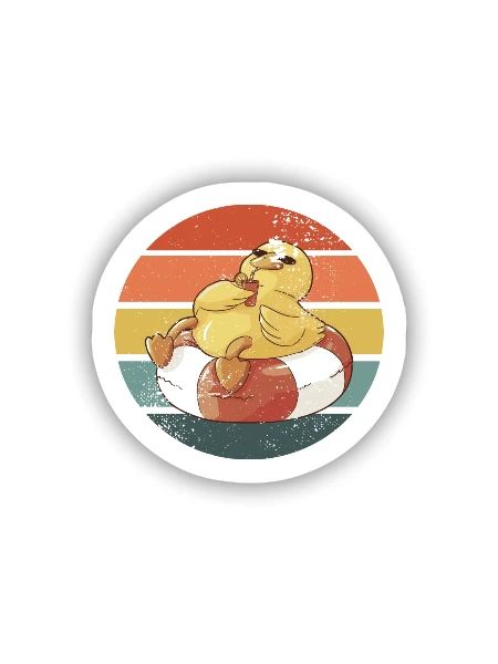 Badeente Gummiente Retro - Sticker Größe S (10 x 10 cm) - Mattweiß - Vorne
