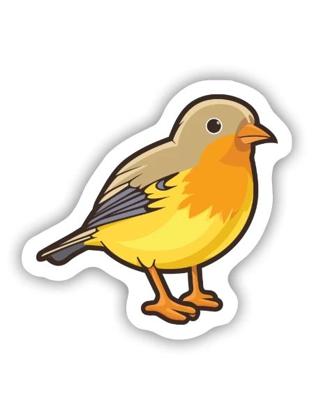 Finkenkarikatur Kawaii Aquarellillustration - Sticker Größe S (10 x 10 cm) - Mattweiß - Vorne
