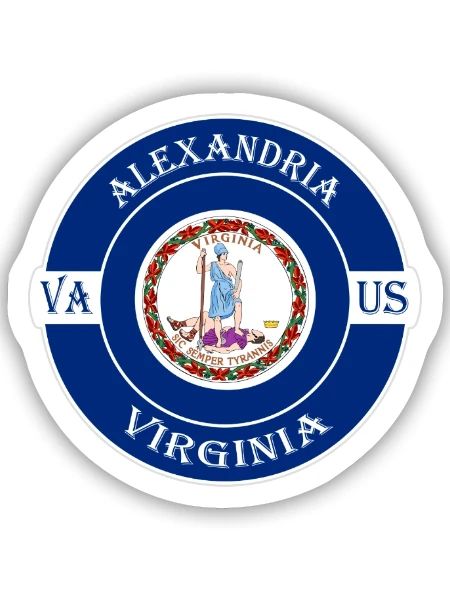 Alexandria Virginia Flagge USA Reise Souvenir Abzeichen - Sticker Größe S (10 x 10 cm) - Mattweiß - Vorne