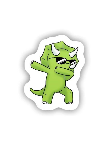 Dino Dab Dinosaur Dabbing Dinosaurier - Sticker Größe S (10 x 10 cm) - Mattweiß - Vorne