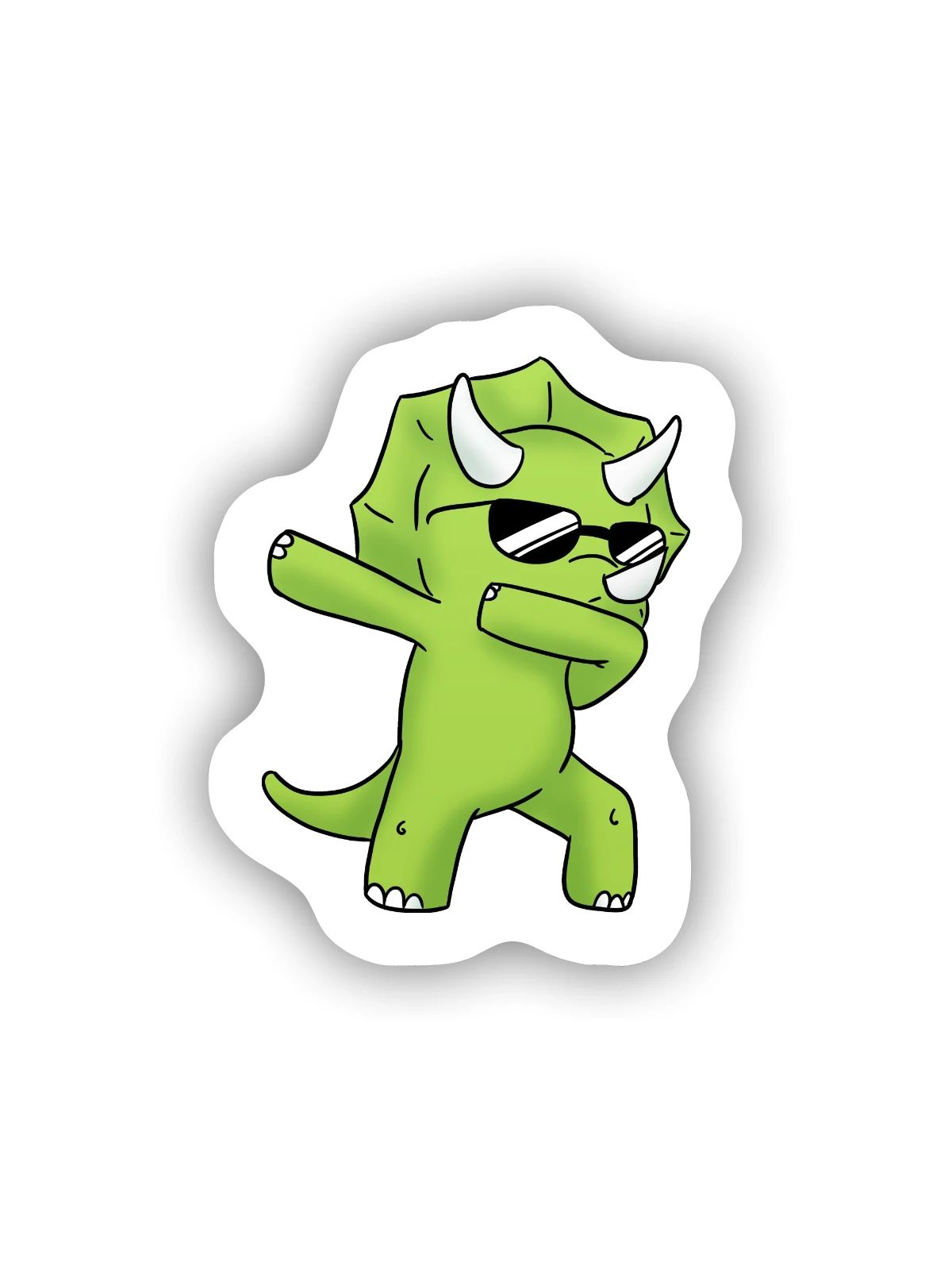 Dino Dab Dinosaur Dabbing Dinosaurier - Sticker Größe S (10 x 10 cm) - Mattweiß - Vorne